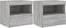 vidaXL - Nachtkastjes - met - LED-verlichting - 2 - st - 50x40x45 - cm - grijs - sonoma