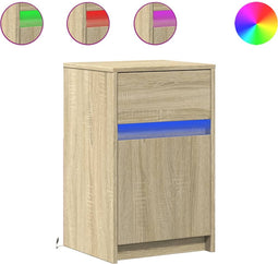 vidaXL - Nachtkastjes - met - LED-verlichting - 2 - st - bewerkt - hout - sonoma - eiken