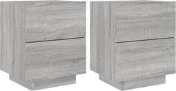 vidaXL - Nachtkastjes - met - LED-verlichting - 2 - st - bewerkt - hout - grijs - sonoma