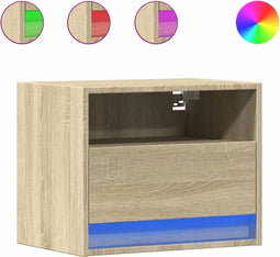 vidaXL - Nachtkastjes - met - LED - wandgemonteerd - 2 - st - sonoma - eikenkleurig