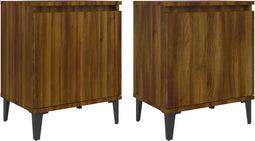 vidaXL - Nachtkastjes - met - metalen - poten - 40x30x50 - cm - bruin - eikenkleurig