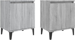 vidaXL - Nachtkastjes - met - metalen - poten - 40x30x50 - cm - grijs - sonoma - eiken