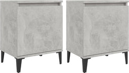 vidaXL - Nachtkastjes - met - metalen - poten - 40x30x50 - cm - betongrijs