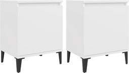 vidaXL - Nachtkastjes - met - metalen - poten - 40x30x50 - cm - wit