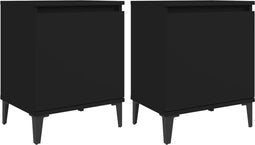 vidaXL - Nachtkastjes - met - metalen - poten - 40x30x50 - cm - zwart