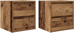 vidaXL - Nachtkastjes - wandgemonteerd - 2 - st - 38x34x40 - cm - oud - houtkleurig