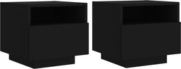 vidaXL - Nachtkastjess - met - LED-verlichting - 2 - st - 40x39x37 - cm - zwart