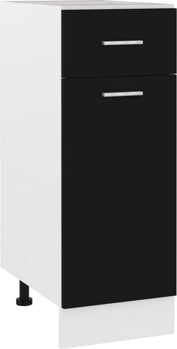 vidaXL - Onderkast - met - lade - 30x46x81,5 - cm - bewerkt - hout - zwart