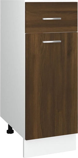 vidaXL - Onderkast - met - lade - 30x46x81,5 - cm - bewerkt - hout - bruin - eikenkleur