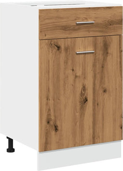 vidaXL - Onderkast - met - lade - 50x46x81,5 - cm - bewerkt - hout - artisanaal - eiken