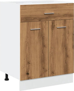 vidaXL - Onderkast - met - lade - 60x46x81,5 - cm - bewerkt - hout - artisanaal - eiken