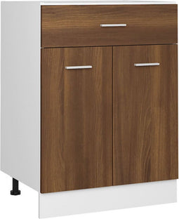 vidaXL - Onderkast - met - lade - 60x46x81,5 - cm - bewerkt - hout - bruin - eikenkleur