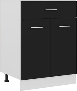 vidaXL - Onderkast - met - lade - 60x46x81,5 - cm - bewerkt - hout - zwart