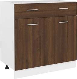vidaXL - Onderkast - met - lade - 80x46x81,5 - cm - bewerkt - hout - bruin - eikenkleur