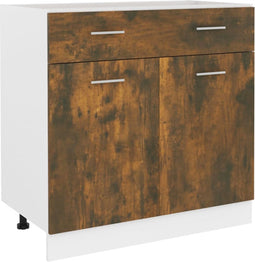 vidaXL - Onderkast - met - lade - 80x46x81,5 - cm - bewerkt - hout - gerookt - eiken
