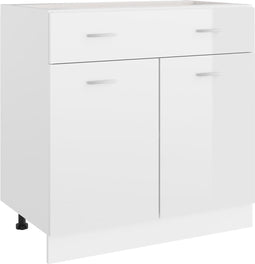vidaXL - Onderkast - met - lade - 80x46x81,5 - cm - bewerkt - hout - hoogglans - wit