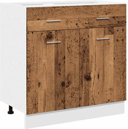 vidaXL - Onderkast - met - lade - 80x46x81,5 - cm - bewerkt - hout - oud - houtkleurig