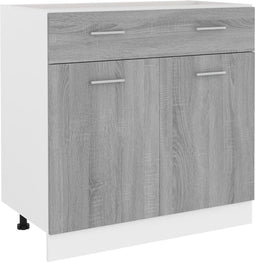 vidaXL - Onderkast - met - lade - 80x46x81,5 - cm - bewerkt - hout - grijs - sonoma