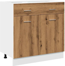 vidaXL - Onderkast - met - lade - 80x46x81,5 - cm - bewerkt - hout - artisanaal - eiken