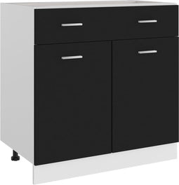 vidaXL - Onderkast - met - lade - 80x46x81,5 - cm - spaanplaat - zwart