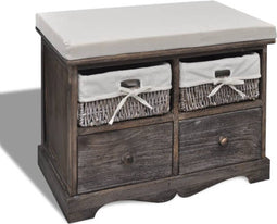 vidaXL - Opbergbank - 62x33x42 - cm - paulowniahout - bruin