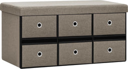 vidaXL - Opbergbank - inklapbaar - 76x38x38 - cm - kunstlinnen - taupe