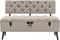 vidaXL - Opbergbank - met - rugleuning - 110 - cm - stof - crèmekleurig