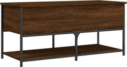 vidaXL - Opbergbankje - 100x42,5x47 - cm - bewerkt - hout - bruin - eikenkleur