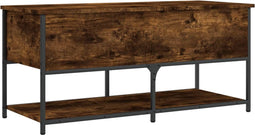 vidaXL - Opbergbankje - 100x42,5x47 - cm - bewerkt - hout - gerookt - eikenkleurig