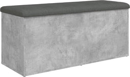 vidaXL - Opbergbankje - 102x42x45 - cm - bewerkt - hout - betongrijs