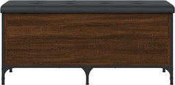vidaXL - Opbergbankje - 102x42x45 - cm - bewerkt - hout - bruin - eikenkleur
