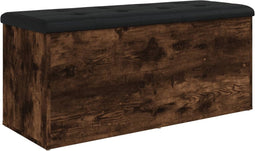vidaXL - Opbergbankje - 102x42x45 - cm - bewerkt - hout - gerookt - eikenkleurig