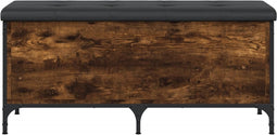 vidaXL - Opbergbankje - 102x42x45 - cm - bewerkt - hout - gerookt - eikenkleurig