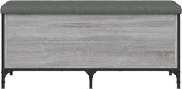vidaXL - Opbergbankje - 102x42x45 - cm - bewerkt - hout - grijs - sonoma - eikenkleur