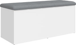 vidaXL - Opbergbankje - 102x42x45 - cm - bewerkt - hout - wit