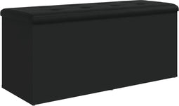 vidaXL - Opbergbankje - 102x42x45 - cm - bewerkt - hout - zwart