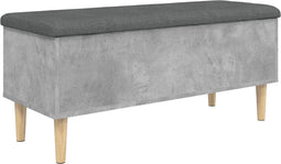 vidaXL - Opbergbankje - 102x42x46 - cm - bewerkt - hout - betongrijs