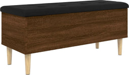 vidaXL - Opbergbankje - 102x42x46 - cm - bewerkt - hout - bruin - eikenkleur