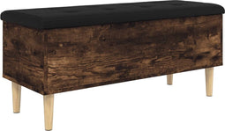 vidaXL - Opbergbankje - 102x42x46 - cm - bewerkt - hout - gerookt - eikenkleurig