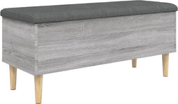 vidaXL - Opbergbankje - 102x42x46 - cm - bewerkt - hout - grijs - sonoma - eikenkleur