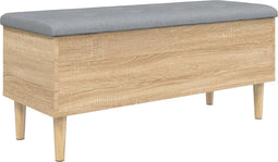 vidaXL - Opbergbankje - 102x42x46 - cm - bewerkt - hout - sonoma - eikenkleurig