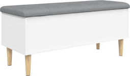 vidaXL - Opbergbankje - 102x42x46 - cm - bewerkt - hout - wit