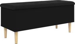 vidaXL - Opbergbankje - 102x42x46 - cm - bewerkt - hout - zwart