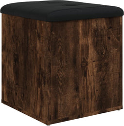 vidaXL - Opbergbankje - 42x42x45 - cm - bewerkt - hout - gerookt - eikenkleurig