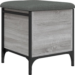 vidaXL - Opbergbankje - 42x42x45 - cm - bewerkt - hout - grijs - sonoma - eikenkleurig