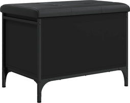 vidaXL - Opbergbankje - 62x42x45 - cm - bewerkt - hout - zwart