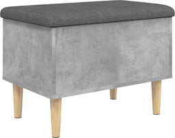 vidaXL - Opbergbankje - 62x42x46 - cm - bewerkt - hout - betongrijs