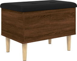vidaXL - Opbergbankje - 62x42x46 - cm - bewerkt - hout - bruin - eikenkleur
