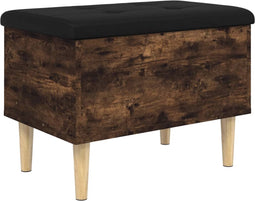 vidaXL - Opbergbankje - 62x42x46 - cm - bewerkt - hout - gerookt - eikenkleurig