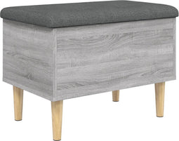 vidaXL - Opbergbankje - 62x42x46 - cm - bewerkt - hout - grijs - sonoma - eikenkleurig